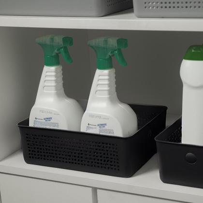 Imagem de Cesto Organizador Empilhável Multiuso Preto Flow 27x21cm Ou