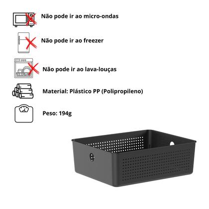 Imagem de Cesto Organizador Empilhável Multiuso Preto Flow 27x21cm Ou
