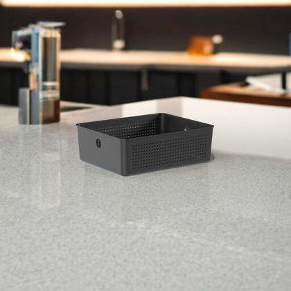 Imagem de Cesto Organizador Empilhável Multiuso Preto Flow 27x21cm Ou