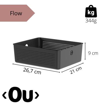 Imagem de Cesto Organizador Empilhável Multiuso Preto Flow 27x21cm Ou