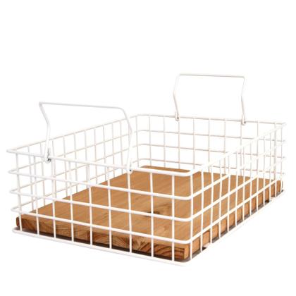 Imagem de Cesto Organizador Farmhouse Bambu e Aço Galvanizado Branco - ACASA
