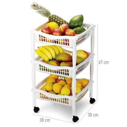 Imagem de Cesto Organizador Fruteira Empilhável 3 Andares Branco - Monte Líbano