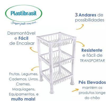 Imagem de Cesto Organizador Fruteira Empilhável 3 Andares Plastibrasil