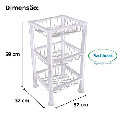 Imagem de Cesto Organizador Fruteira Empilhável 3 Andares Plastibrasil