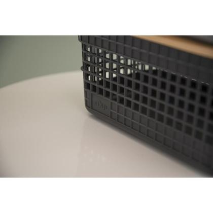 Imagem de Cesto Organizador Grid Com Tampa De Bambu 20L Preto - Ou