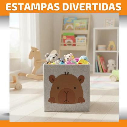 Imagem de Cesto Organizador Infantil Quarto Caixa Brinquedo Roupa Alça Cesto Organizador Criança Brinquedos Roupas infantis Livros Pelúcias Acessórios