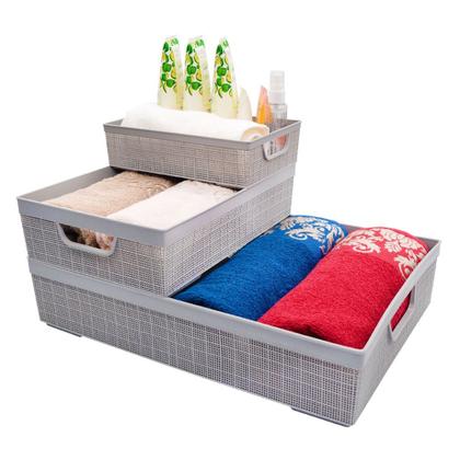 Imagem de Cesto Organizador Juta A3 11,5 Litros Cinza 45x32x9,5 Cm