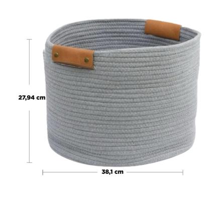 Imagem de Cesto Organizador Multiuso Cestão Corda Algodão Trançado GG para Decoração e Armazenamento