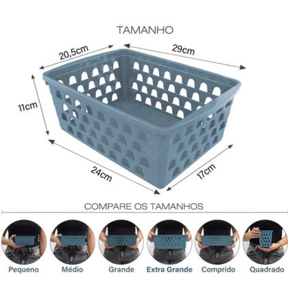 Imagem de Cesto Organizador Multiuso Decorativo Grande Retangular Alto PP