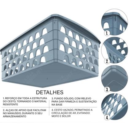 Imagem de Cesto Organizador Multiuso Decorativo Grande Retangular Alto PP