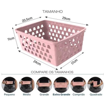 Imagem de Cesto Organizador Multiuso Decorativo Grande Retangular Alto PP