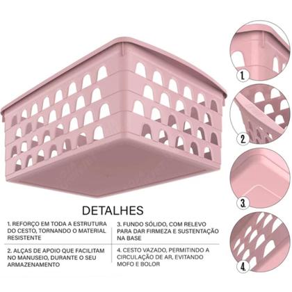 Imagem de Cesto Organizador Multiuso Decorativo Grande Retangular Alto PP
