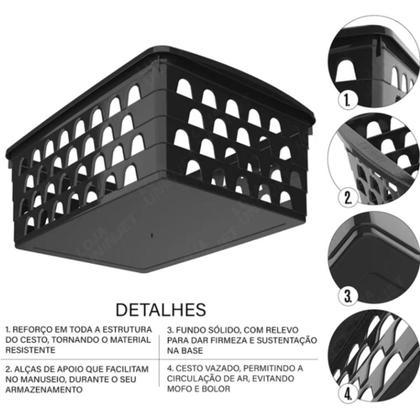 Imagem de Cesto Organizador Multiuso Decorativo Grande Retangular Alto PP