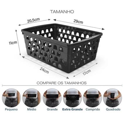 Imagem de Cesto Organizador Multiuso Decorativo Grande Retangular Alto PP