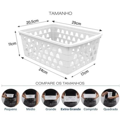 Imagem de Cesto Organizador Multiuso Decorativo Grande Retangular Alto PP