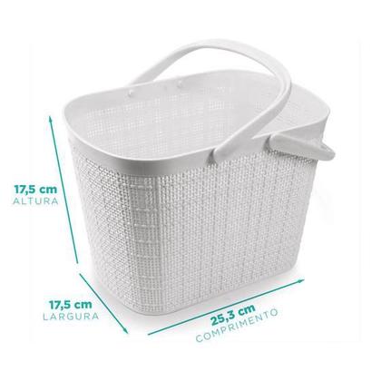 Imagem de Cesto Organizador Multiuso Decorativo Juta Com Alça Branco