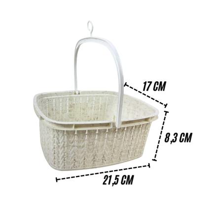 Imagem de Cesto Organizador para Prendedor com Alça 1,5 Litros Multiuso Lavanderia Resistente Cestinho para Pregador de Pendurar Roupa