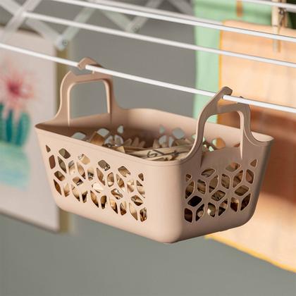 Imagem de Cesto Organizador Para Prendedores de Roupa Plástico Prático Funcional Armazenar Organizar Pregadores Eficiente para Varal