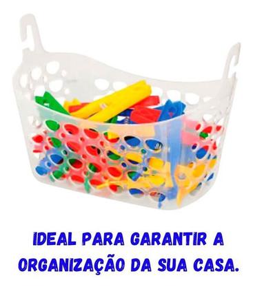 Imagem de Cesto Organizador Para Prendedores De Roupas Com Alça 3unid