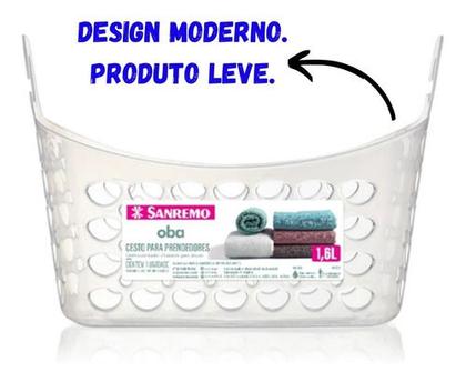 Imagem de Cesto Organizador Para Prendedores De Roupas Com Alça 3unid