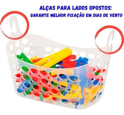 Imagem de Cesto Organizador Para Prendedores De Roupas Com Alça 3unid