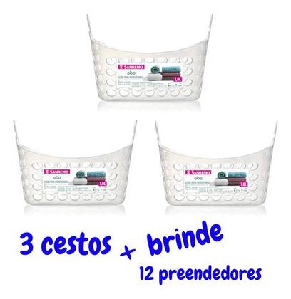 Imagem de Cesto Organizador Para Prendedores De Roupas Com Alça 3unid