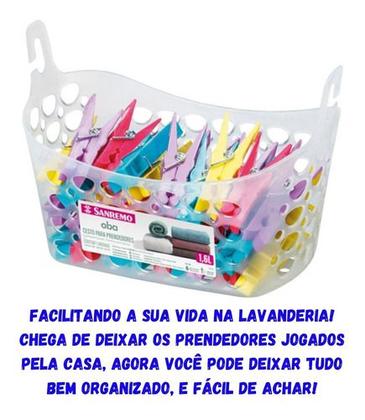 Imagem de Cesto Organizador Para Prendedores De Roupas Com Alça 3unid