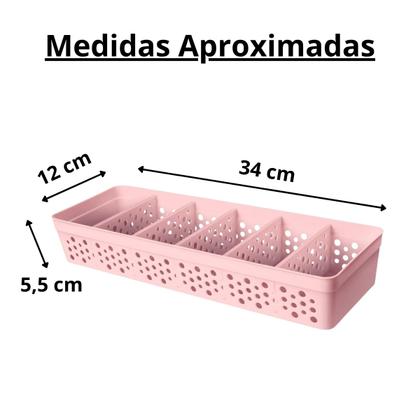 Imagem de Cesto Organizador Pequeno com 5 Divisórias Removíveis em Plástico Resistente