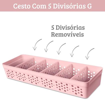 Imagem de Cesto Organizador Pequeno com 5 Divisórias Removíveis em Plástico Resistente