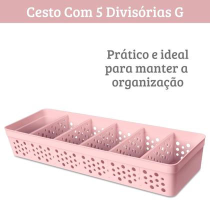 Imagem de Cesto Organizador Pequeno com 5 Divisórias Removíveis em Plástico Resistente