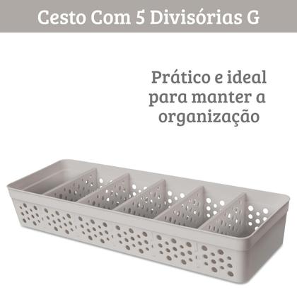 Imagem de Cesto Organizador Pequeno com 5 Divisórias Removíveis em Plástico Resistente