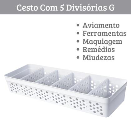 Imagem de Cesto Organizador Pequeno com 5 Divisórias Removíveis em Plástico Resistente