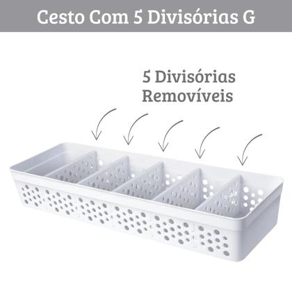 Imagem de Cesto Organizador Pequeno com 5 Divisórias Removíveis em Plástico Resistente