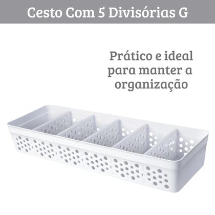 Imagem de Cesto Organizador Pequeno com 5 Divisórias Removíveis em Plástico Resistente