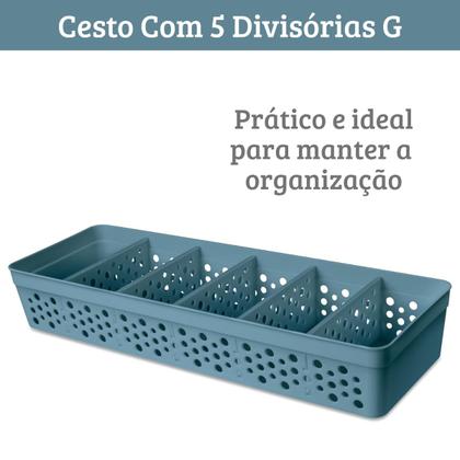 Imagem de Cesto Organizador Pequeno com 5 Divisórias Removíveis em Plástico Resistente