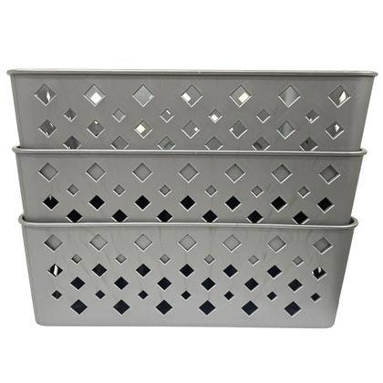 Imagem de Cesto Organizador Premium Cinza 123Organizei 19x13,5x6,5Cm