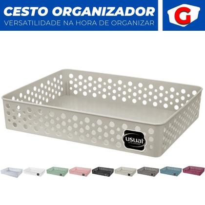 Imagem de Cesto Organizador Rattan Multiuso Armário Gaveta Lavanderia G (34x25)