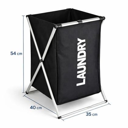 Imagem de Cesto Organizador Roupa Suja 54cm Preto Dobrável Lavanderia