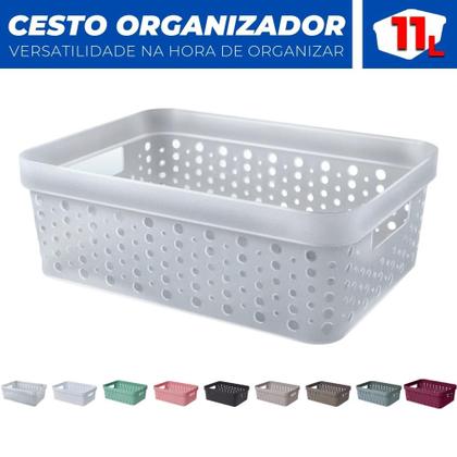 Imagem de Cesto Organizador s/Tampa Trama Rattan 11 Litros Multiuso Plástico