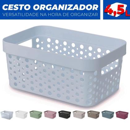 Imagem de Cesto Organizador Trama Rattan s/Tampa 4,5L Multiuso Plástico
