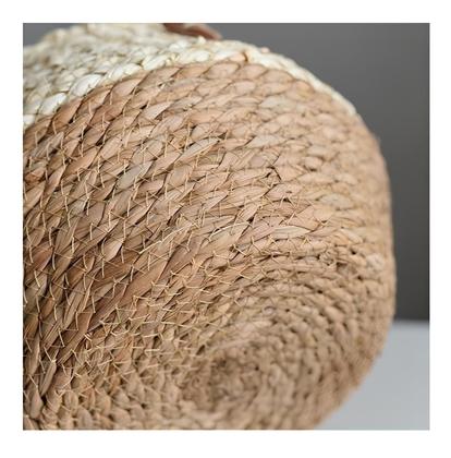 Imagem de Cesto Palha Pequeno Artesanal Vaso Cachepot Natural Flores
