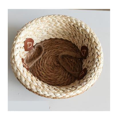 Imagem de Cesto Palha Pequeno Artesanal Vaso Cachepot Natural Flores