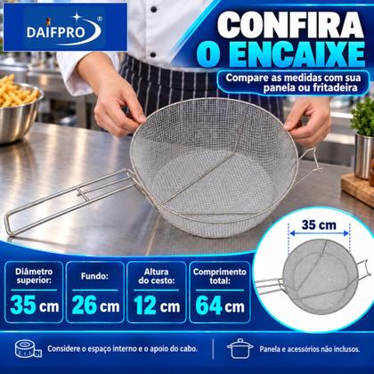 Imagem de Cesto Para Fritura Fritadeira Peneira Reforçado N 35 Cm