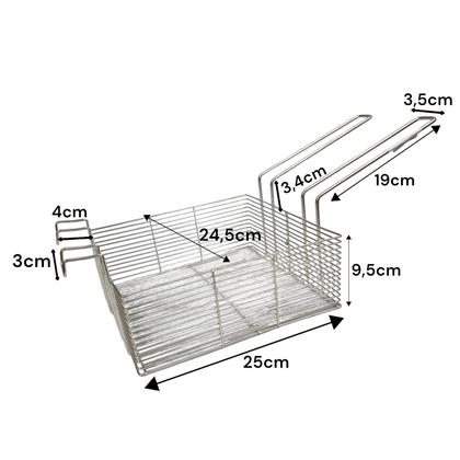 Imagem de CESTO PARA FRITURA QUADRADO DUPLO 24,5x9,5x25CM ARAMADO 203/25X25