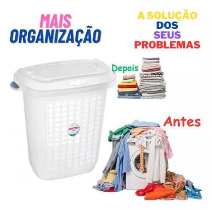 Imagem de Cesto para Roupa Transparente 46,4 Litros Com Tampa Sanremo