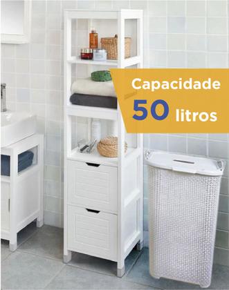 Imagem de Cesto Para Roupas Roupeiro Organizador Rattan Vime 50 Litros