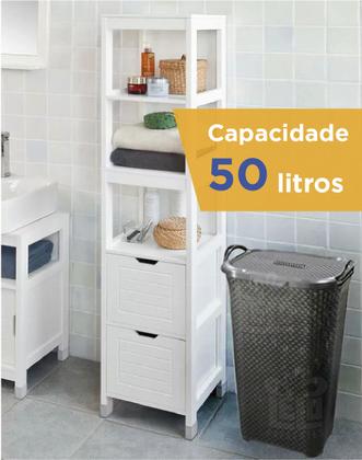 Imagem de Cesto Para Roupas Roupeiro Organizador Rattan Vime 50 Litros M