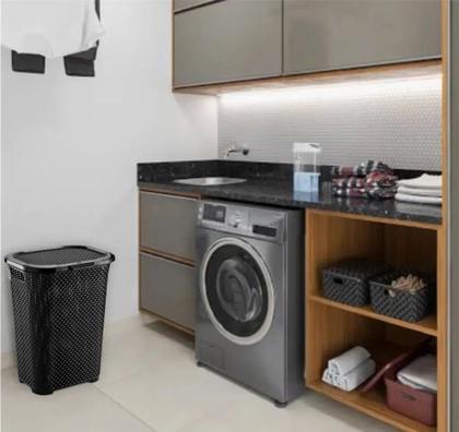 Imagem de Cesto Para Roupas Roupeiro Organizador Rattan Vime 50 Litros M