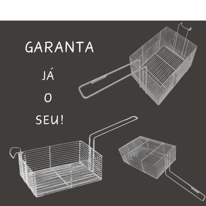 Imagem de Cesto Peneira 24x17x9cm Aramado Cromado P Fritadeiras Retangular Batata Frita Nuggets Frango Fritura