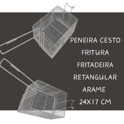 Imagem de Cesto Peneira 24x17x9cm Aramado Cromado P Fritadeiras Retangular Batata Frita Nuggets Frango Fritura
